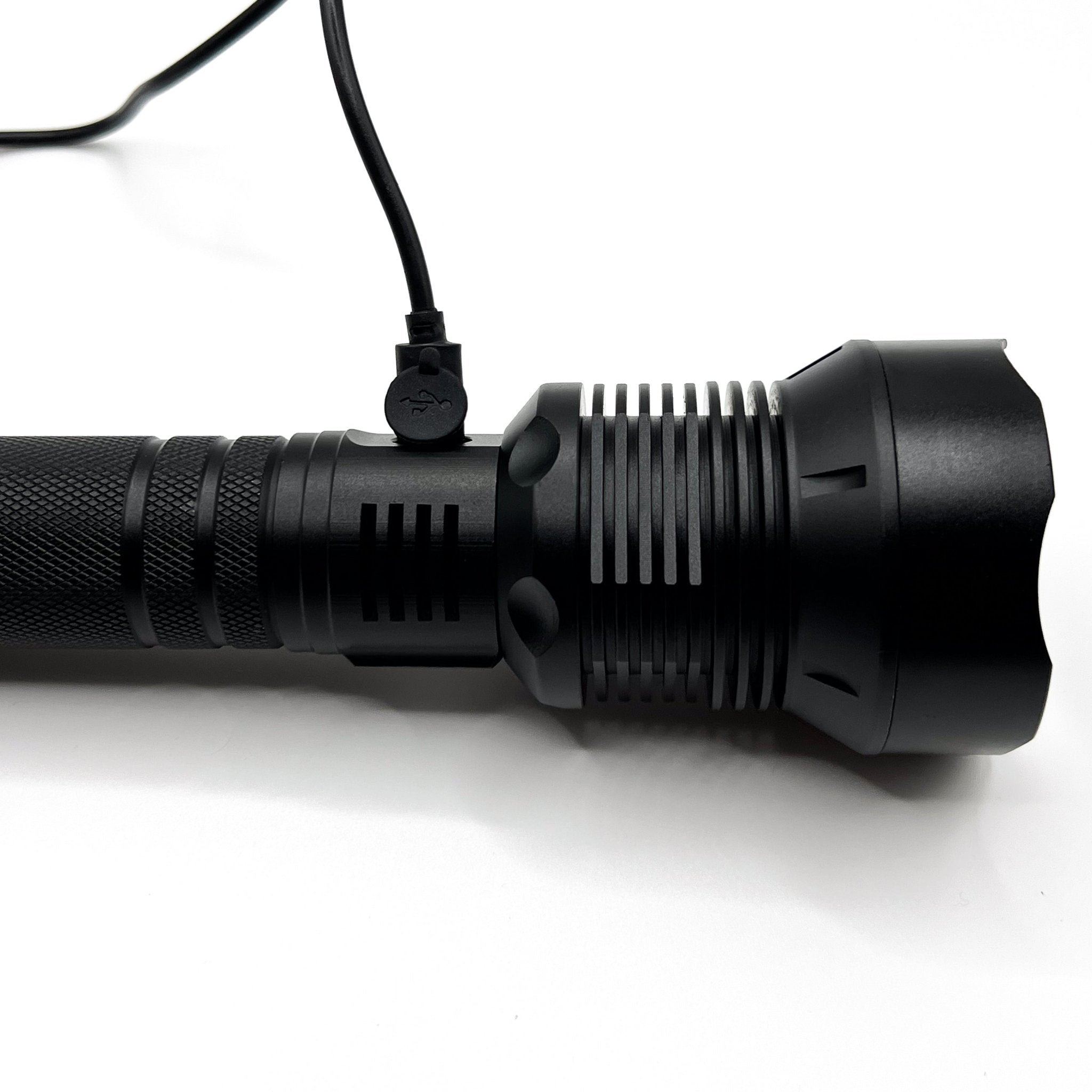 HikeWare LED Flashlight with 10,000 lumens, waterproof design, zoomable beam, USB rechargeable, handheld outdoor flashlight