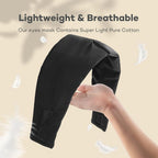 DREAMSILK black silk sleep mask, soft and smooth eye mask designed for nighttime light blocking and restful sleep.