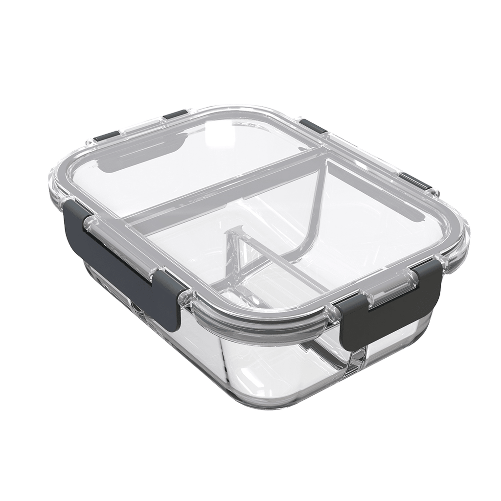 Three Igluu Meal Prep glass containers with airtight lids, 980ml capacity, designed for meal storage and organization.