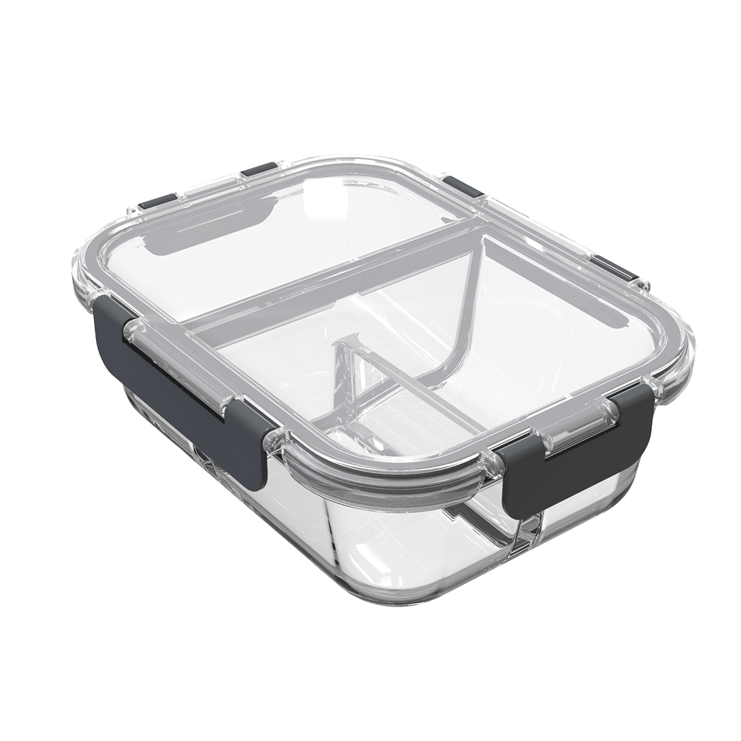 Three Igluu Meal Prep glass containers with airtight lids, 980ml capacity, designed for meal storage and organization.