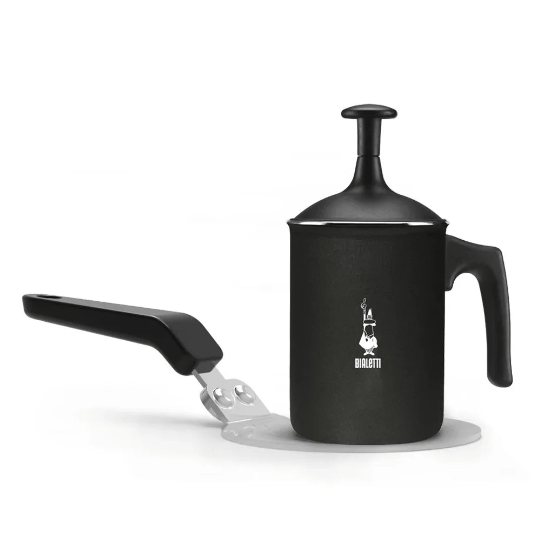 Bialetti Brew Italia induction plate for coffee makers, compact black heating element with control knob for efficient brewing.