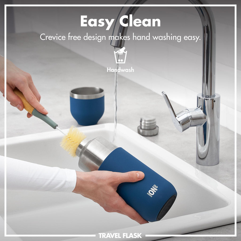 Deep teal ION8 Luma vacuum insulated flask and mug set, 700ml (24oz), with sleek design and stainless steel construction.