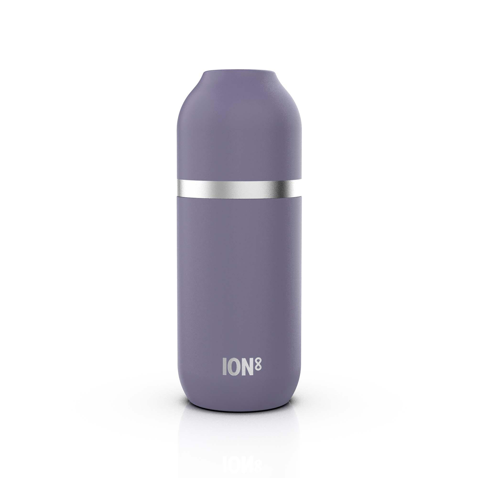 ION8 Luma vacuum insulated purple flask and mug set, 700ml (24oz), featuring sleek design and durable stainless steel construction.