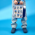 Kids insulated lunch bag with robot design by ION8, featuring a durable, insulated exterior for keeping food fresh.