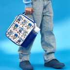 Kids insulated lunch bag with robot design by ION8, featuring a durable, insulated exterior perfect for keeping food fresh.