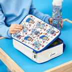 Kids insulated lunch bag featuring robot design by ION8, with a spacious, insulated compartment for keeping food fresh.
