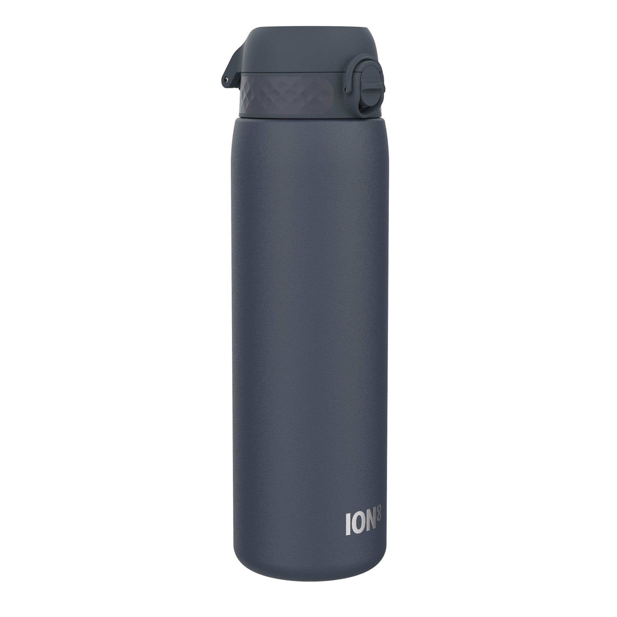 ION8 1L ash navy insulated water bottle with leak-proof design and thermal insulation for hot and cold beverages.