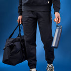Ion8 1L insulated water bottle in ash navy, leak-proof thermal design, durable and portable for hot or cold drinks.