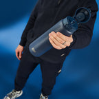 ION8 1L ash navy insulated leak-proof water bottle with thermal insulation, ideal for keeping drinks hot or cold.