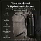 Black 1L insulated steel water bottle by ION8, leak-proof thermal bottle with a durable design for hot and cold drinks.