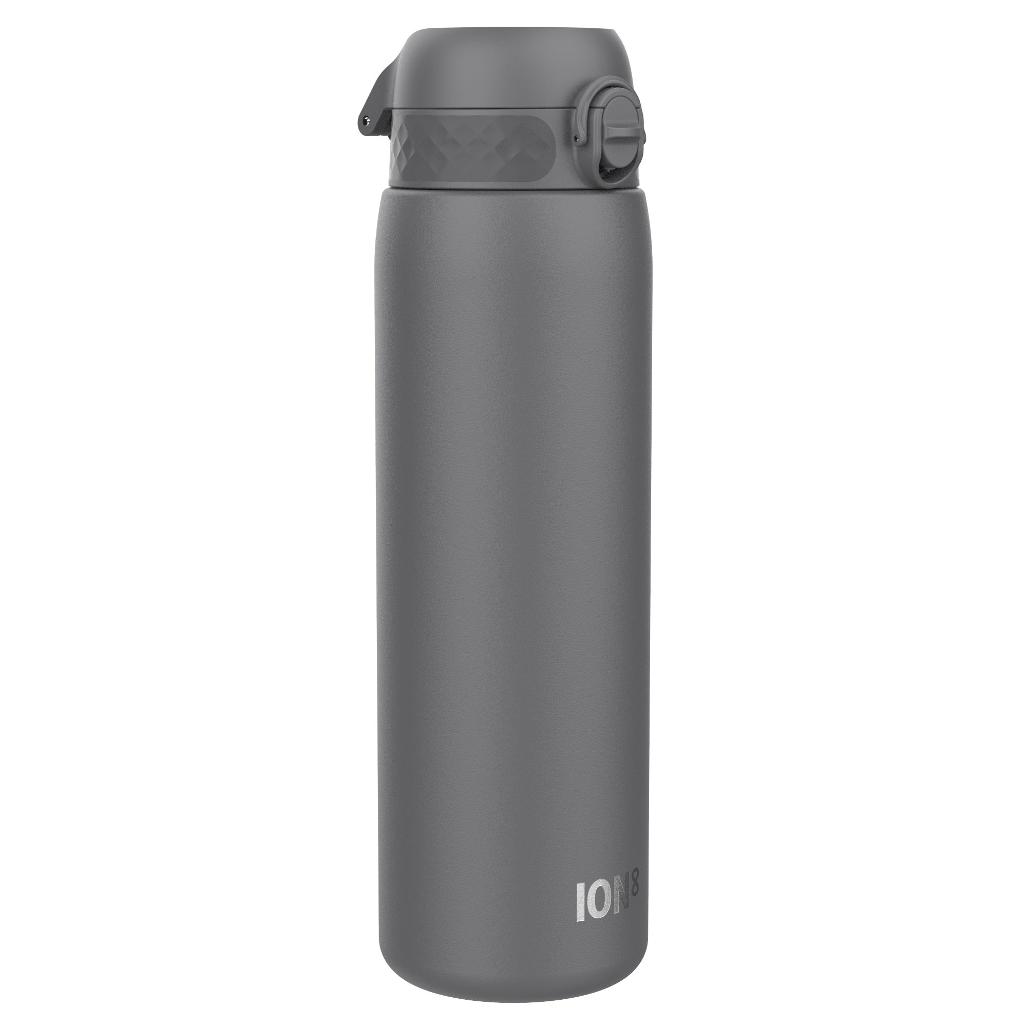 Grey ION8 leak-proof 1-litre insulated water bottle with thermal insulation, designed for hot and cold drinks.