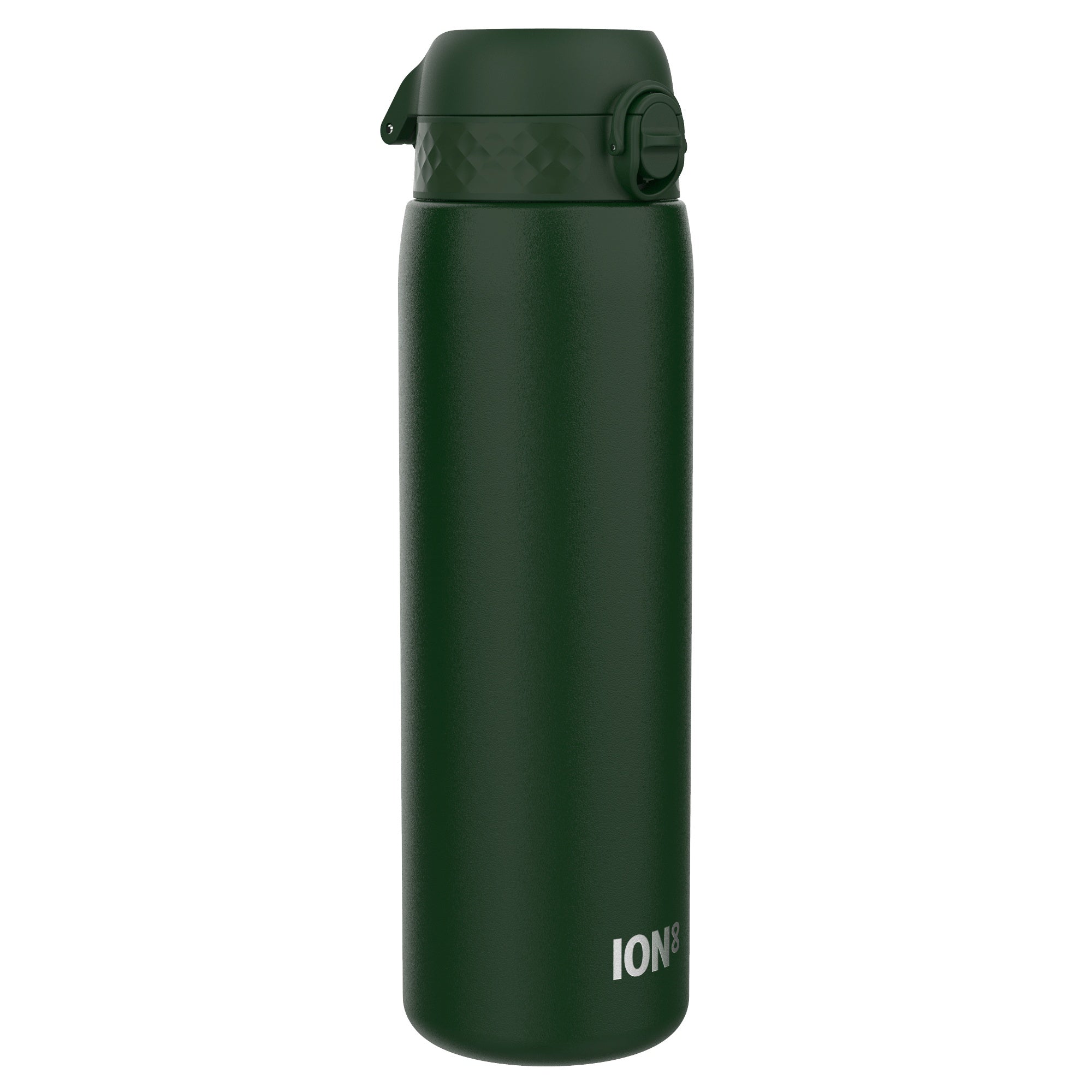 Ion8 1L dark green insulated steel water bottle, leak-proof thermal bottle for hot and cold beverages.