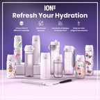 Light purple ION8 insulated steel water bottle, 500ml, slim design with leak-proof, thermal insulation for hot and cold drinks.