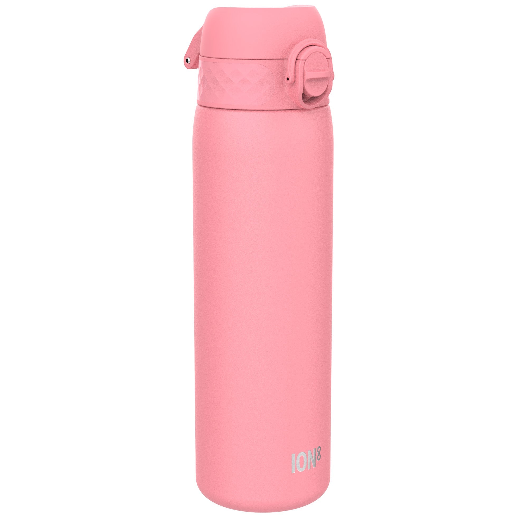 Ion8 leak-proof slim thermal steel water bottle in rose bloom with insulated design and 500ml capacity, displayed upright.