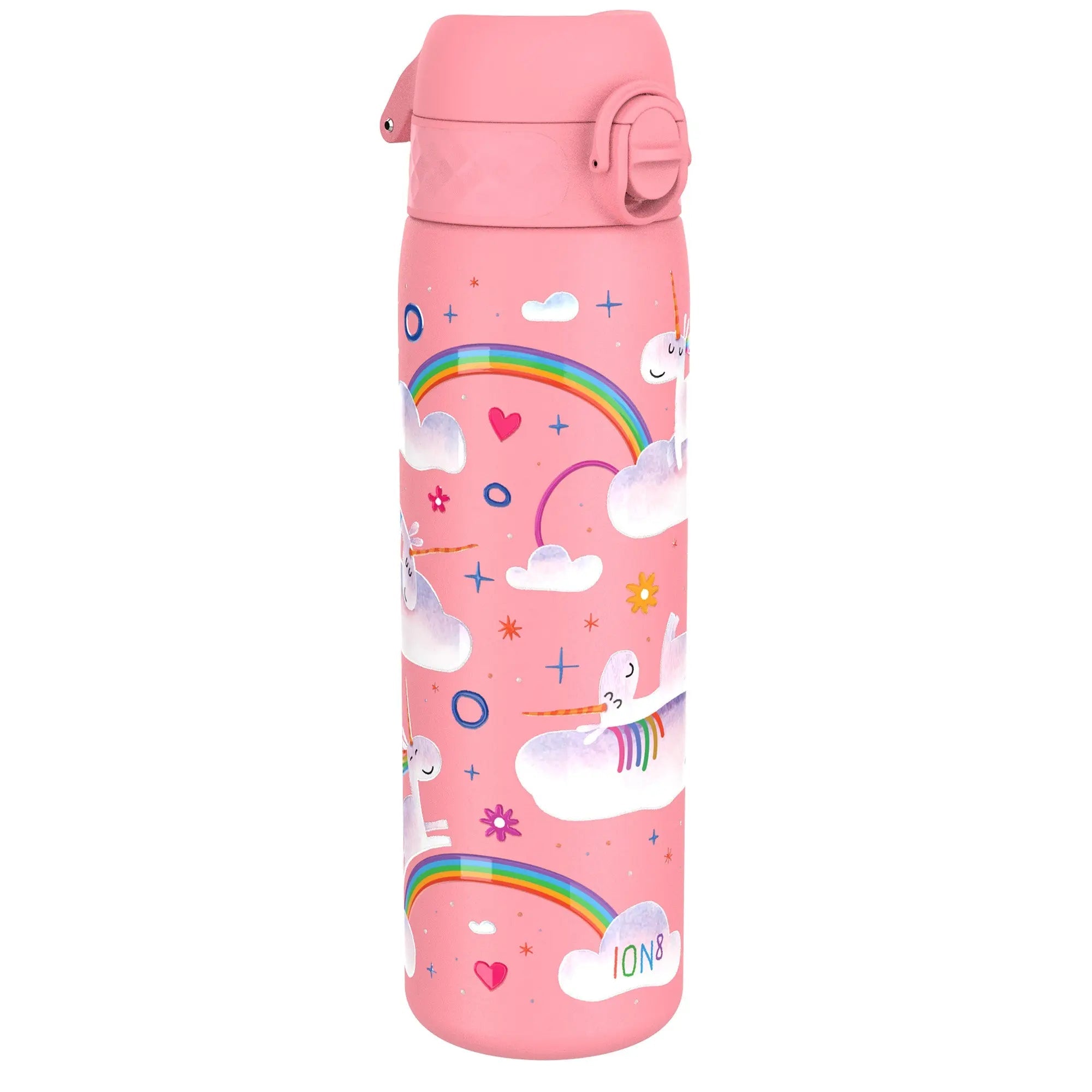 Ion8 leak-proof slim thermal steel water bottle with unicorn design, vacuum-insulated, 500ml insulated water bottle.