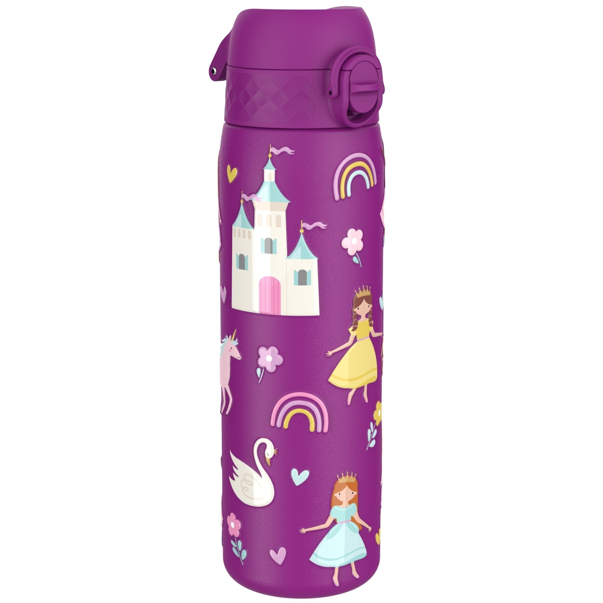 Ion8 princess leak-proof slim thermal insulated steel water bottle, 500ml, designed for hot and cold drinks.