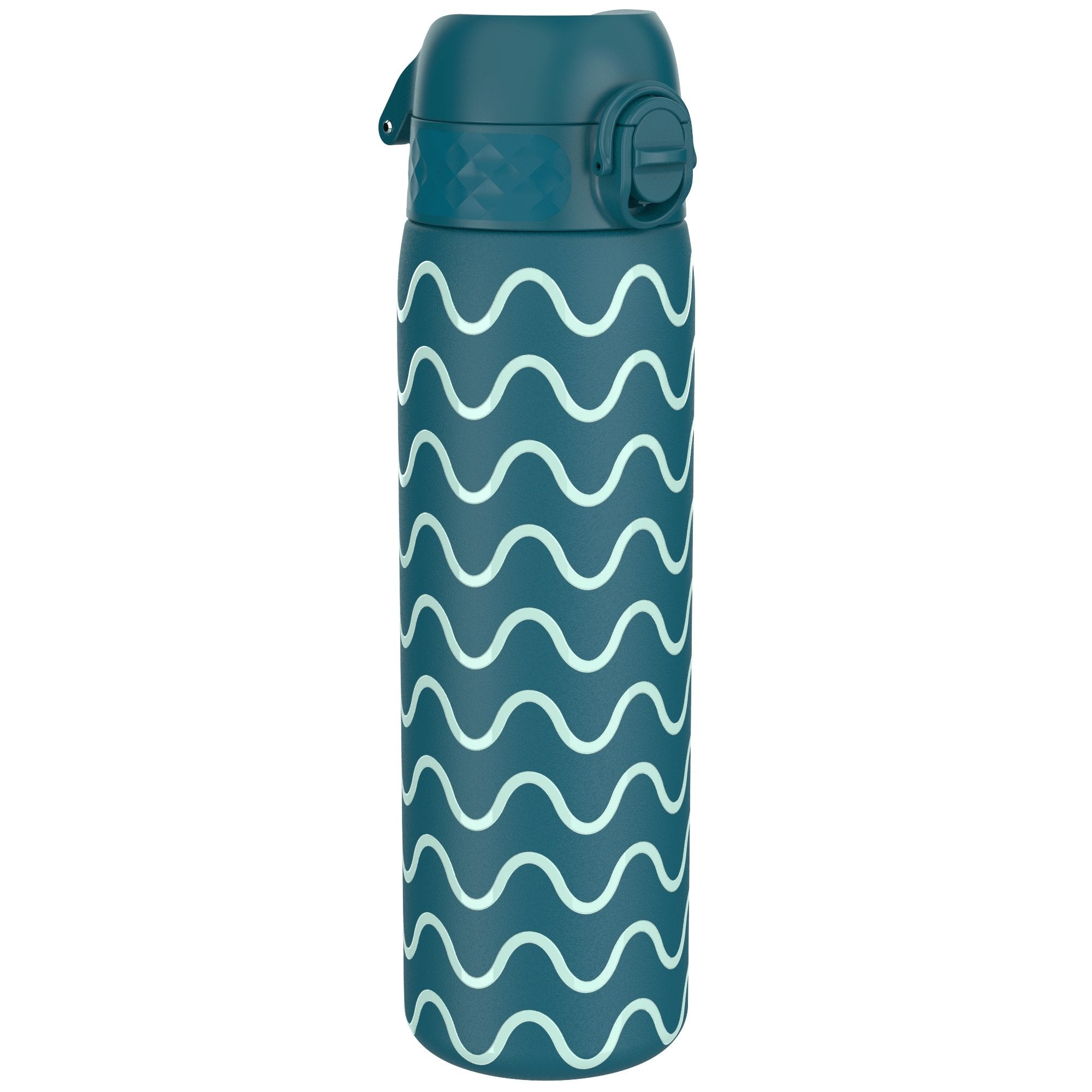 Ion8 leak-proof slim thermal water bottle with wave design, 500ml insulated steel bottle for hot and cold beverages