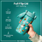 ION8 insulated steel water bottle with bees design, 320ml, leak-proof thermal insulation, ideal for hot and cold beverages.
