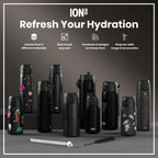 ION8 insulated steel water bottle in black, 320ml, leak-proof thermal design, perfect for keeping drinks hot or cold.