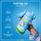 ION8 insulated steel water bottle with butterfly catcher design, 320ml capacity, leak-proof thermal stainless steel construction