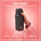 Grey ION8 insulated steel water bottle, 320ml, leak-proof thermal design, ideal for keeping drinks hot or cold.