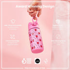 Ion8 insulated steel water bottle with ladybug design, 320ml, leak-proof thermal bottle for hot and cold beverages
