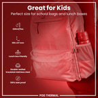 Red ION8 insulated steel water bottle, 320ml, leak-proof thermal design, showcasing its sleek stainless steel finish.