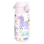 ION8 insulated steel water bottle with unicorns design, 320ml capacity, leak-proof thermal steel bottle for hot and cold drinks