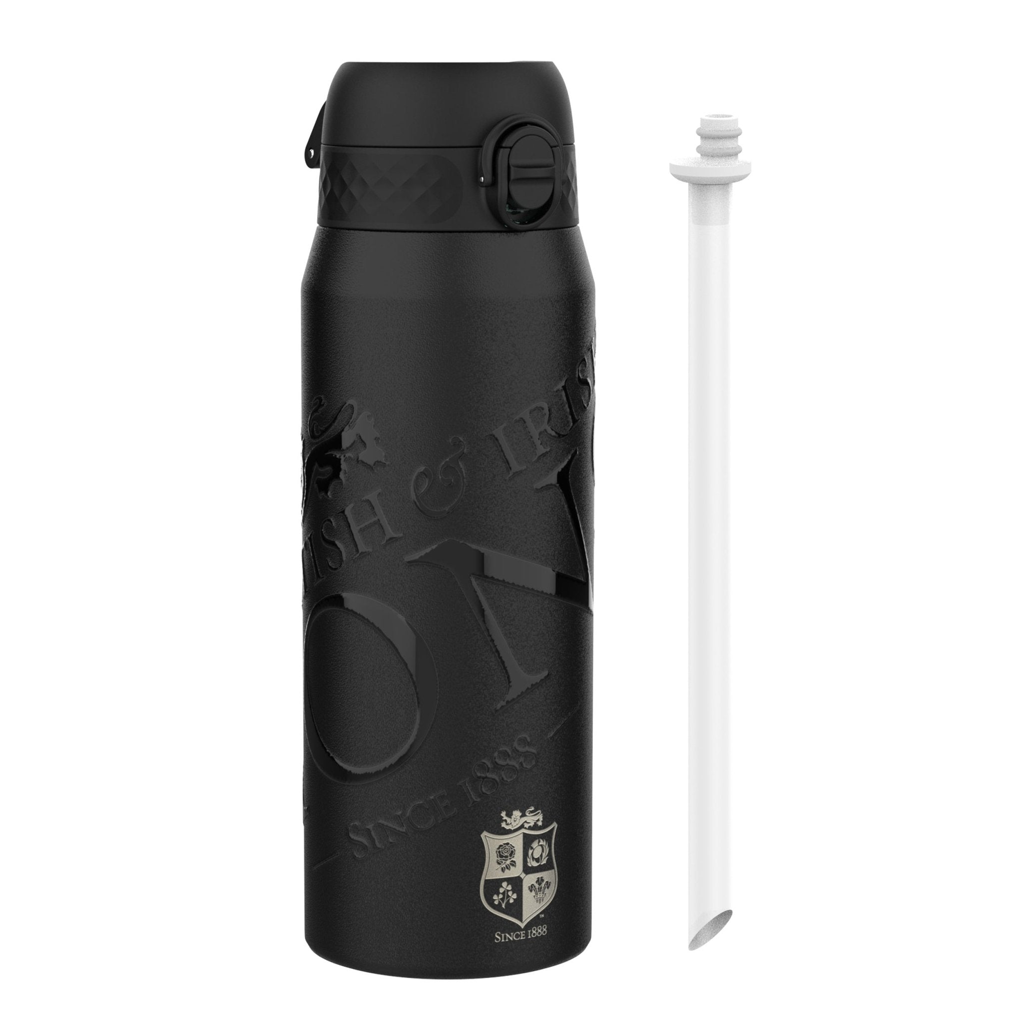 British & Irish Lions ION8 insulated steel water bottle, 750ml, with Lions logo, durable and leak-proof for outdoor use.