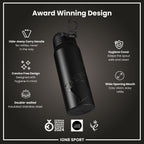ION8 insulated steel water bottle featuring British & Irish Lions branding, 750ml capacity, durable and sleek design.