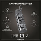 ION8 insulated steel water bottle with MotoGP camouflage design, 750ml (24oz) for keeping drinks hot or cold.