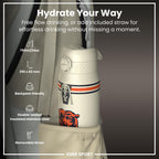 ION8 NFL Chicago Bears insulated steel water bottle, 750ml, 24oz, with Bears logo and stainless steel design.