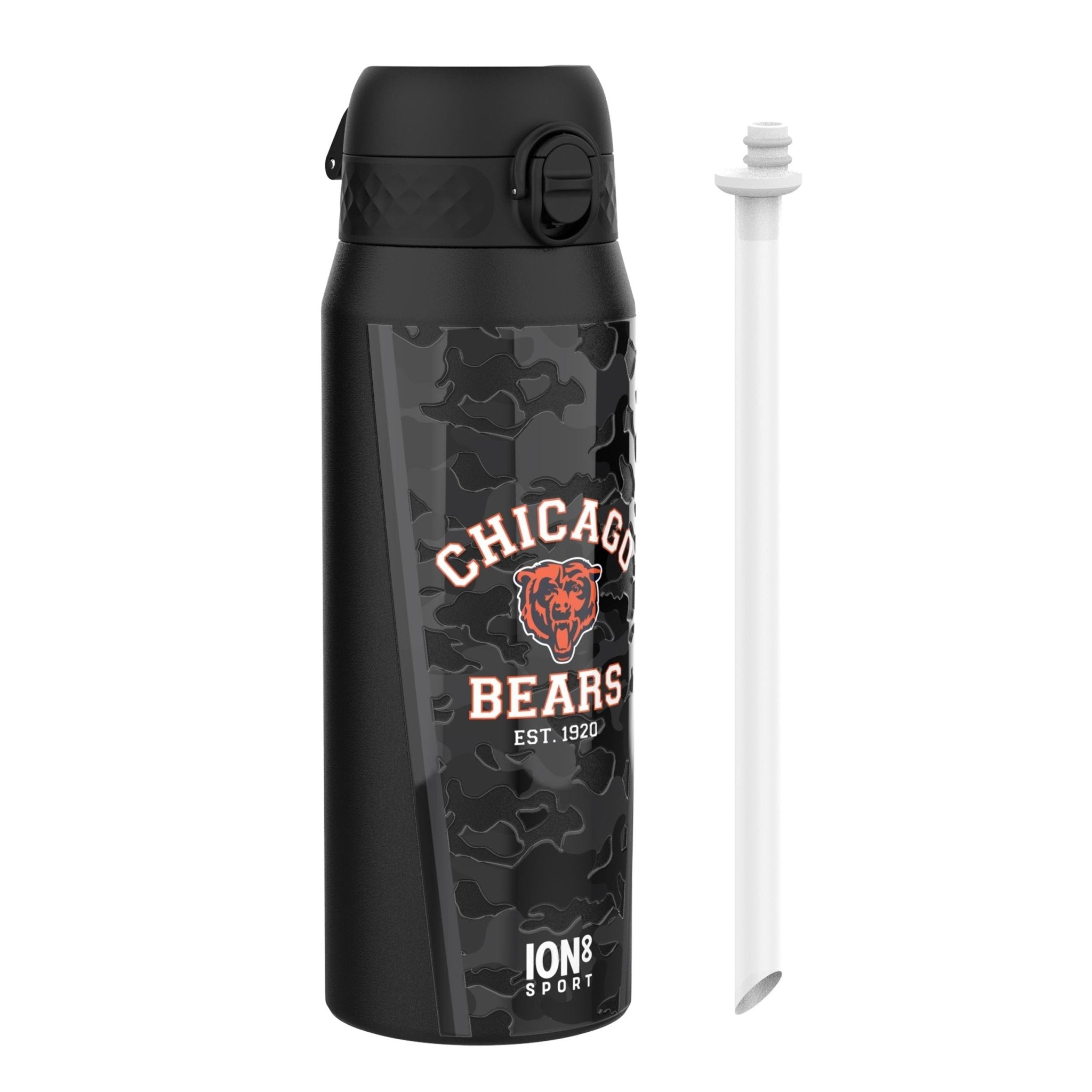 ION8 NFL Bears insulated steel water bottle, 750ml, with team logo and drinking spout, durable and leak-proof for sports use