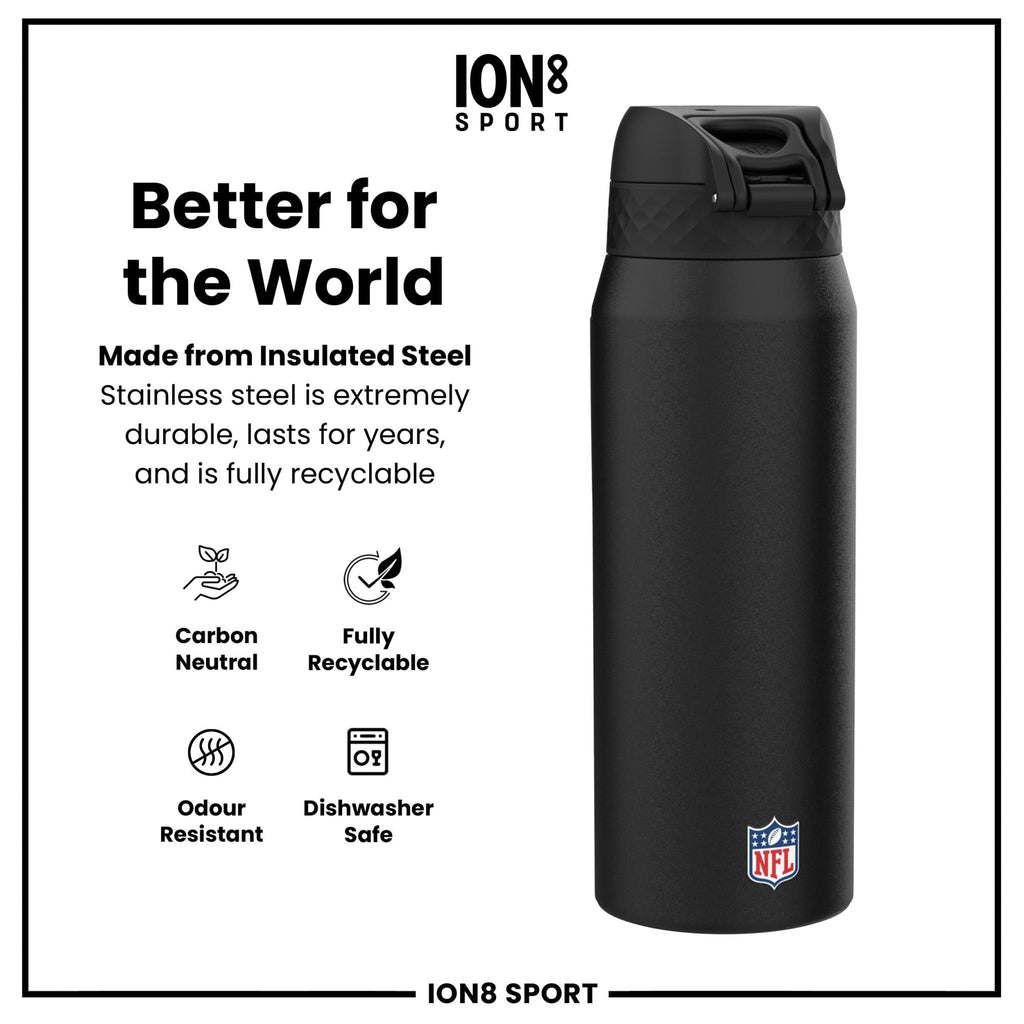 ION8 NFL Cincinnati Bengals insulated steel water bottle, 750ml, 24oz, with team logo and durable design.