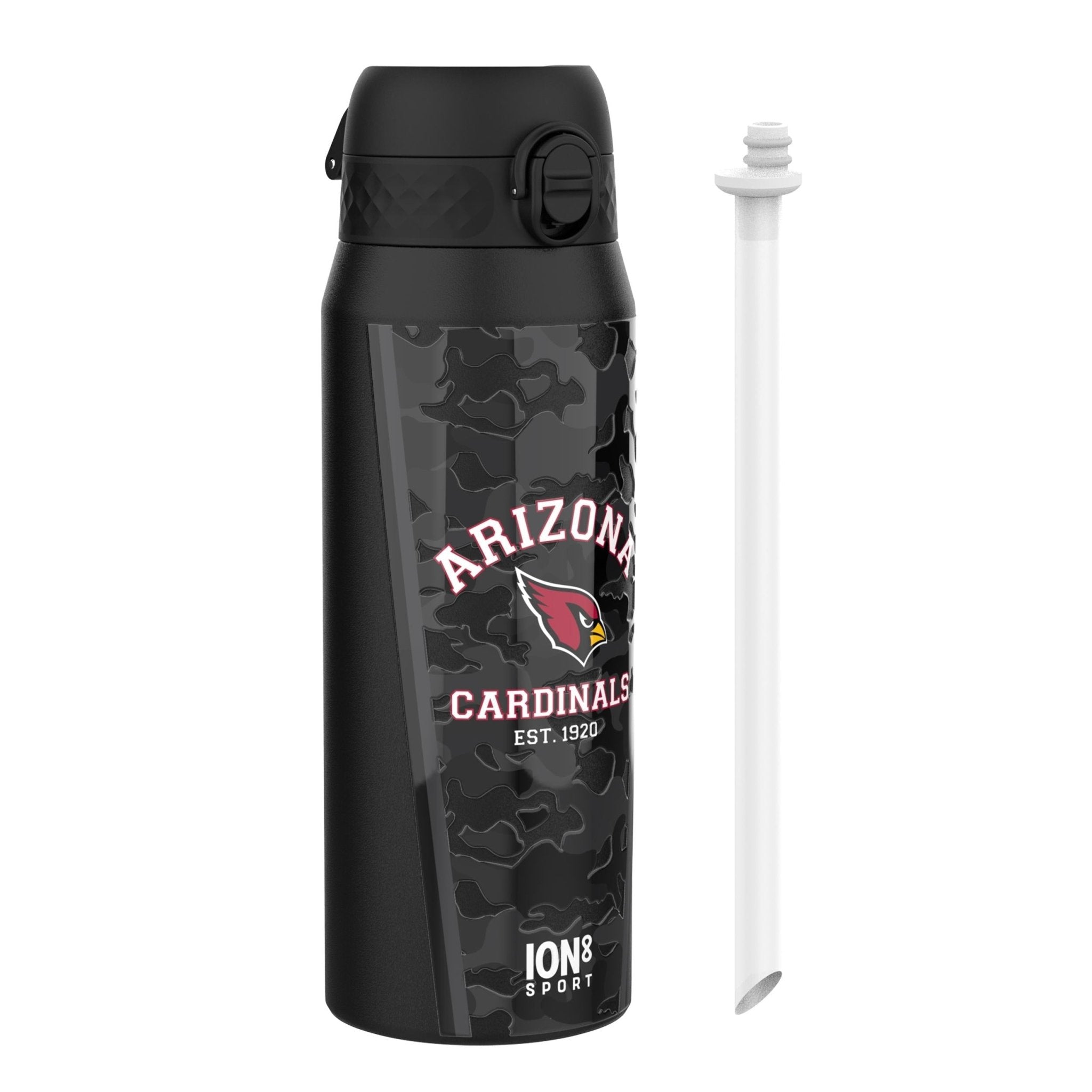 ION8 NFL Cardinals insulated steel water bottle, 750ml (24oz), durable and leak-proof for sports and outdoor activities.