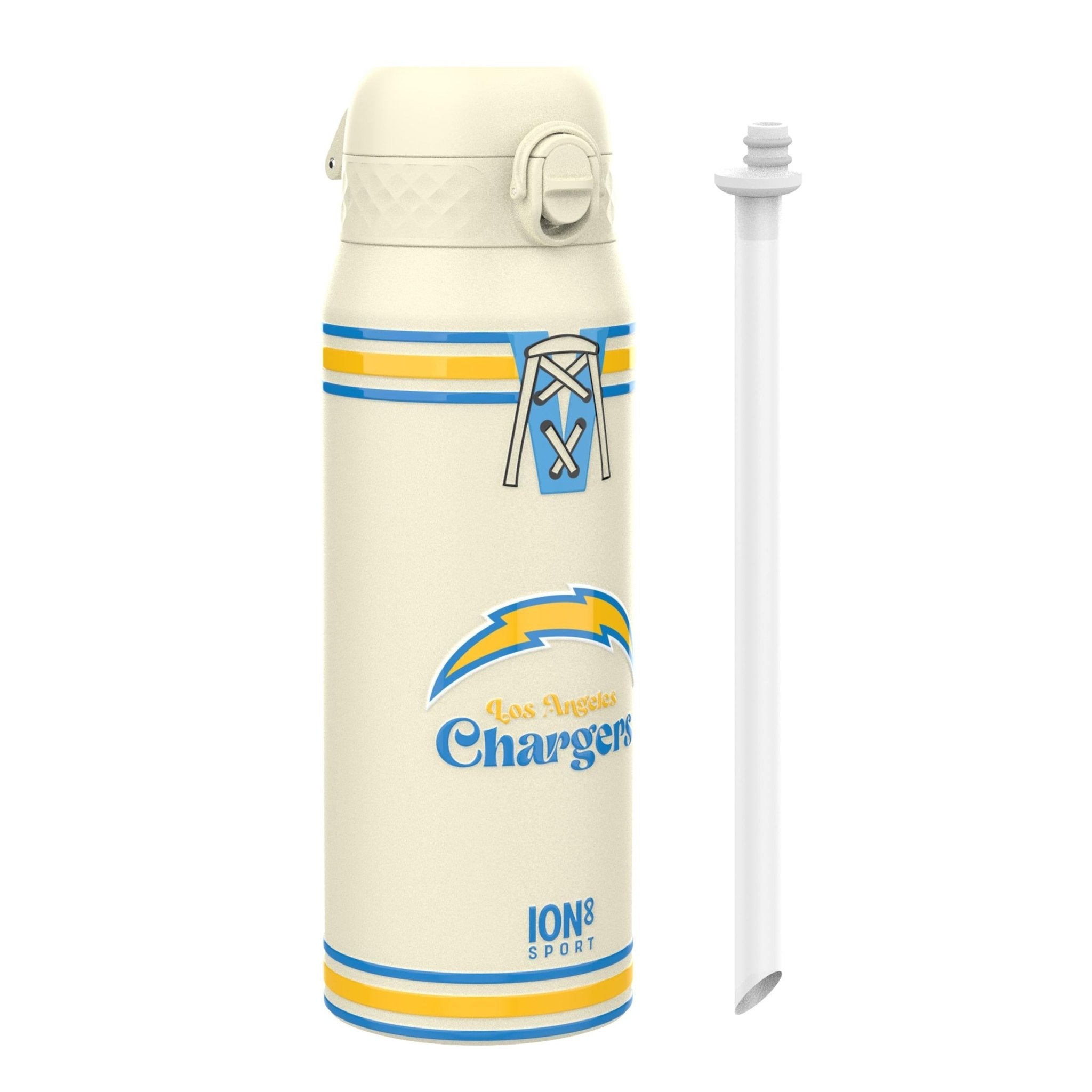 ION8 NFL Chargers insulated steel water bottle, 750ml (24oz), durable design with team logo, ideal for sports and outdoor use