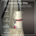NFL Kansas City Chiefs insulated steel water bottle by ION8, 750ml (24oz), with team logo and durable design.