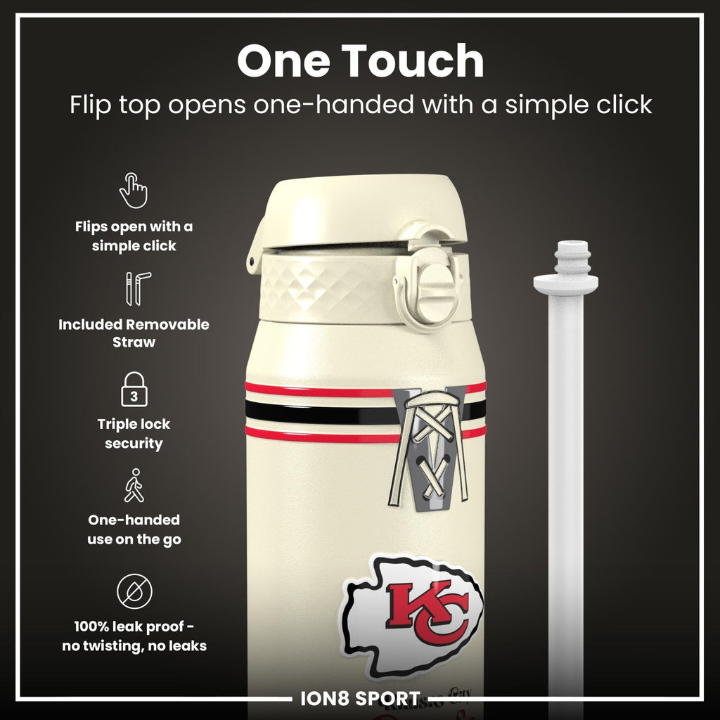 ION8 NFL Kansas City Chiefs insulated steel water bottle, 750ml, durable and leak-proof for sports and outdoor use