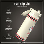 NFL Kansas City Chiefs insulated steel water bottle by ION8, 750ml (24oz) with team logo and stainless steel design.