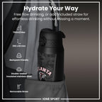 NFL Atlanta Falcons insulated steel water bottle by ION8, 750ml (24oz), featuring team logo and durable stainless steel design.