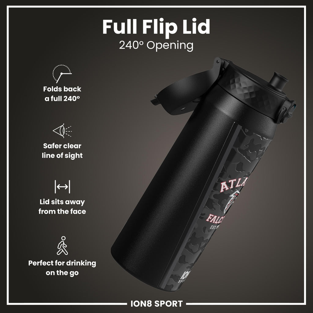 ION8 NFL Atlanta Falcons insulated steel water bottle, 750ml, 24oz, with team logo and durable stainless steel design