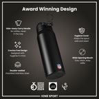 NFL Atlanta Falcons insulated steel water bottle by ION8, 750ml (24oz), with a sleek design and Falcons team logo.