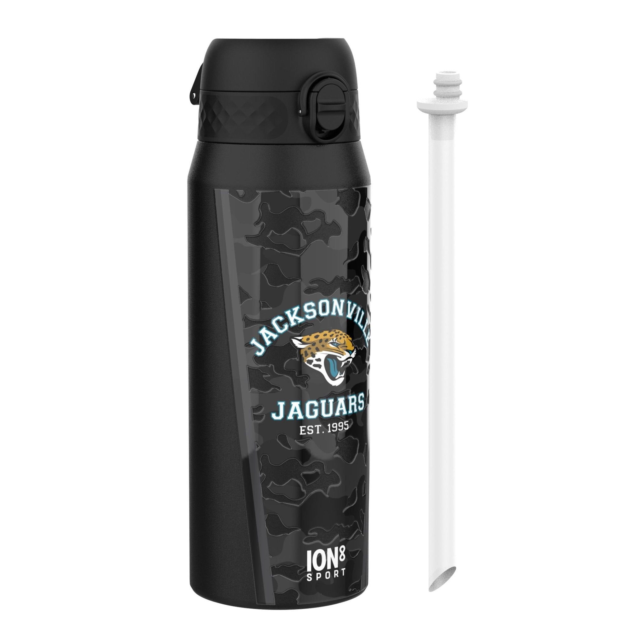 ION8 NFL Jaguars insulated steel water bottle, 750ml, with Jaguars logo and vibrant design for sports fans