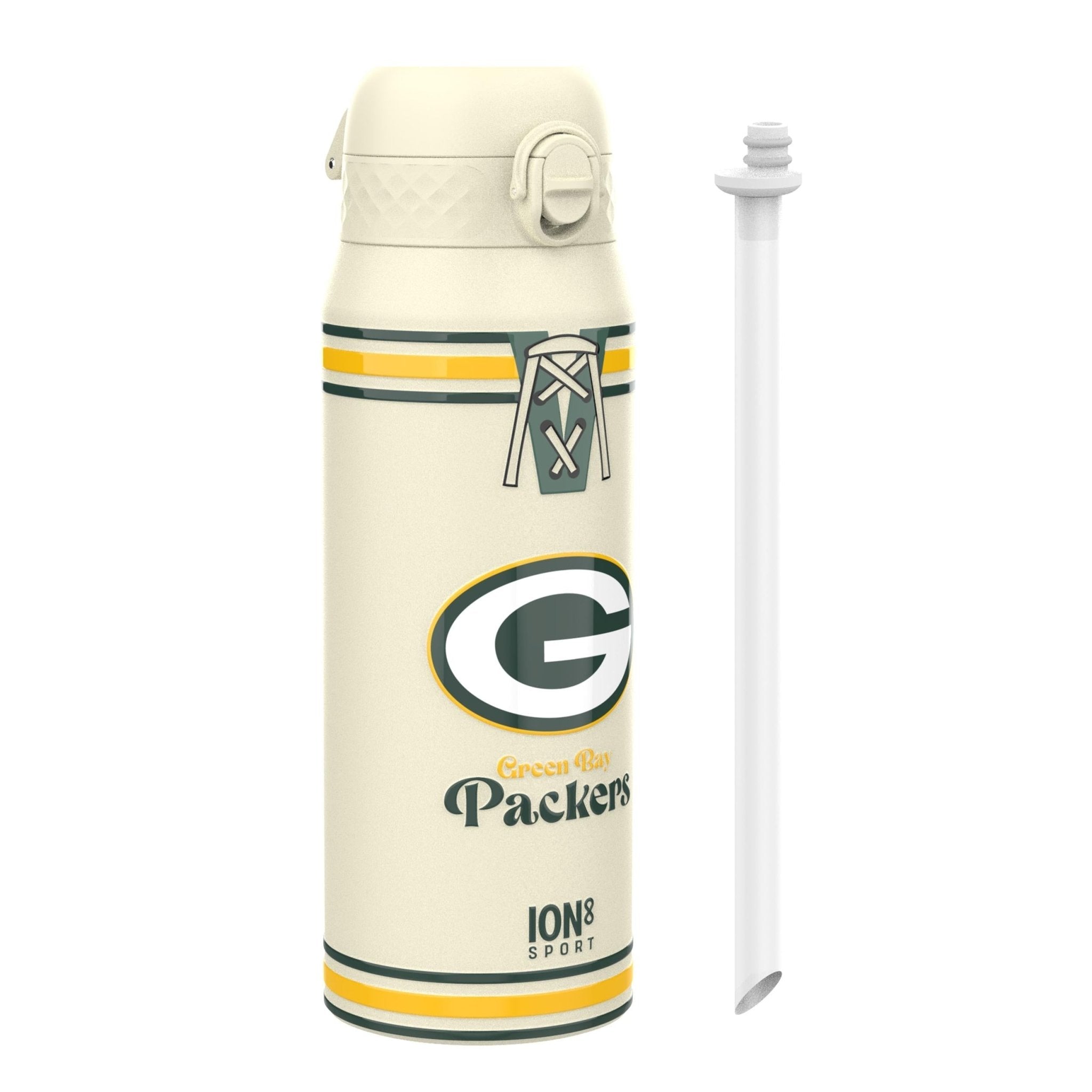 ION8 NFL Packers insulated steel water bottle, 750ml, durable design with team logo, perfect for sports and outdoor use
