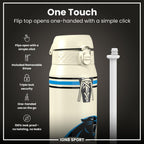 NFL Carolina Panthers insulated steel water bottle by ION8, 750ml (24oz), durable insulated water bottle featuring Panthers logo.