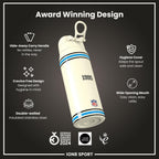 ION8 NFL Carolina Panthers insulated steel water bottle, 750ml, durable and leak-proof for sports and outdoor use.