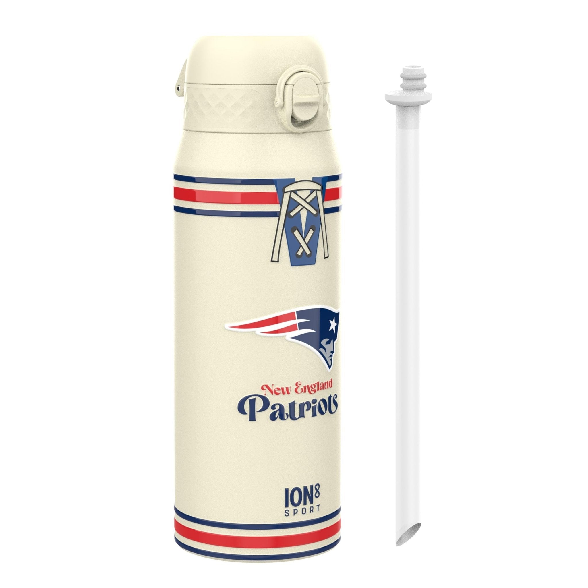 Ion8 NFL Patriots insulated steel water bottle, 750ml, durable design with team logo, ideal for sports and outdoor use