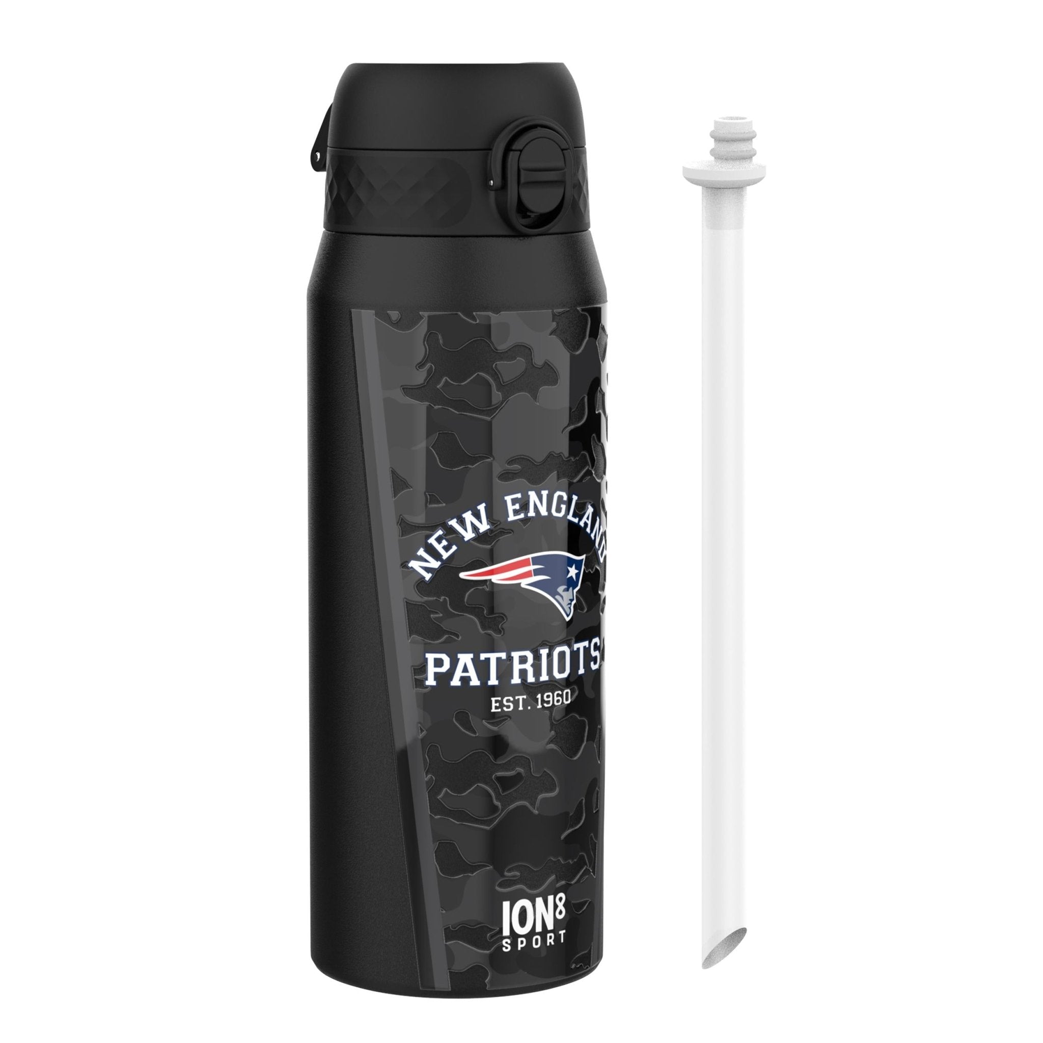 NFL Patriots ION8 insulated steel water bottle, 750ml (24oz), durable and leak-proof for sports and outdoor activities