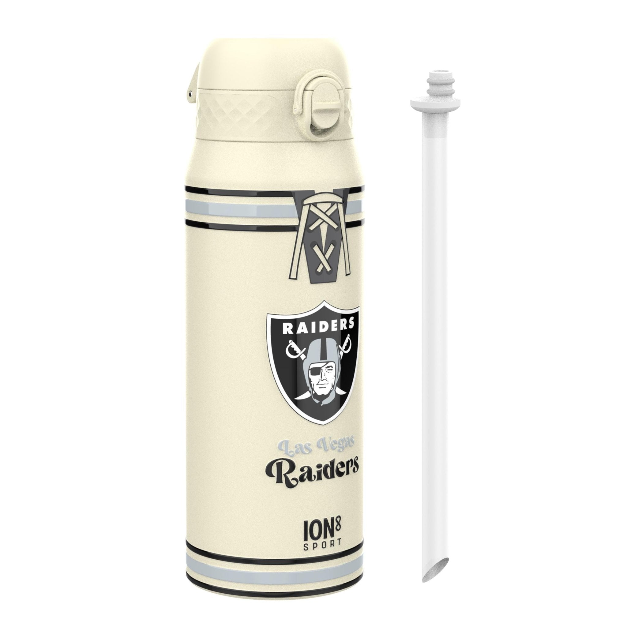 ION8 NFL Raiders insulated steel water bottle, 750ml (24oz), durable and leak-proof for sports and outdoor use.