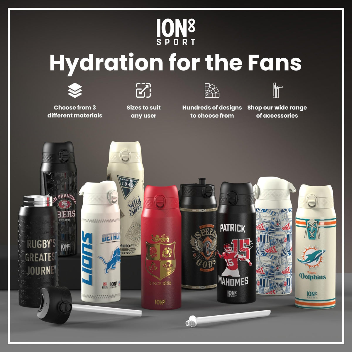 ION8 NFL Los Angeles Rams insulated steel water bottle, 750ml, with team logo and durable design for hot and cold drinks